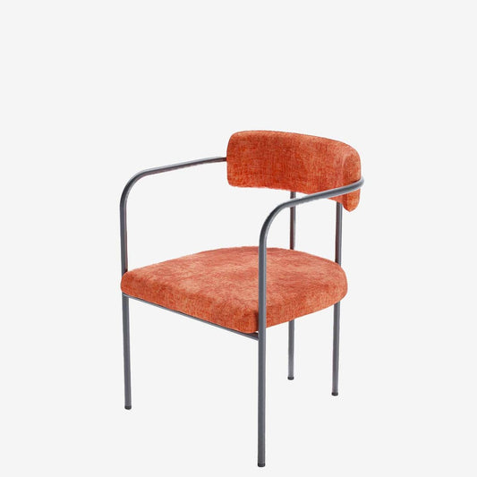 Chaise de salle à manger tapissée avec accoudoirs, velours ocre, Barbara Potiron Paris
