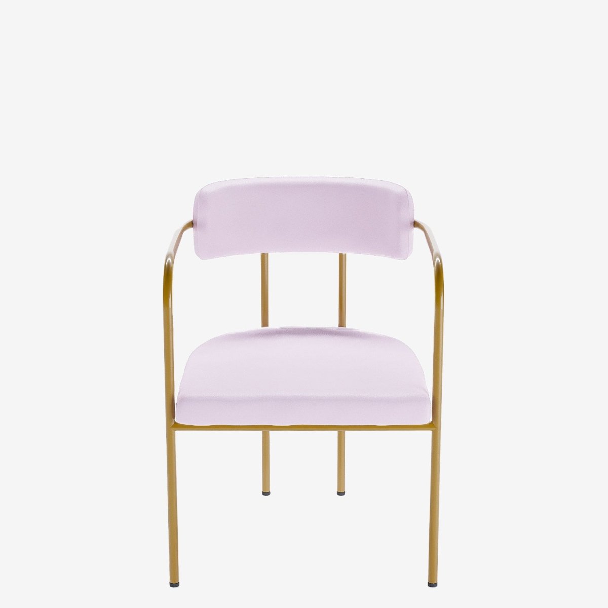 Chaise de salle à manger tapissée avec accoudoirs velours rose clair Barbara Potiron Paris