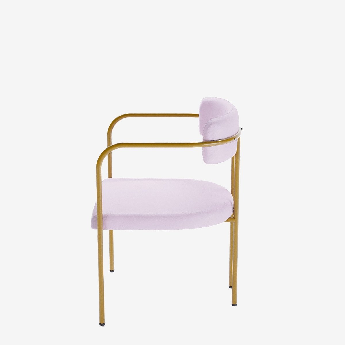 Chaise de salle à manger tapissée avec accoudoirs velours rose clair Barbara Potiron Paris