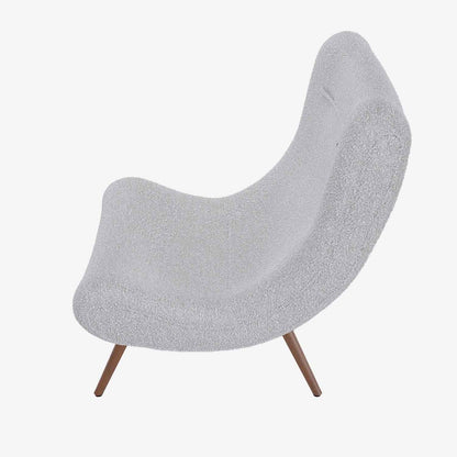 Fauteuil scandinave avec repose-pieds bouclé gris-crème - Potiron Paris, la satisfaciton des assises design confortables et pas chères