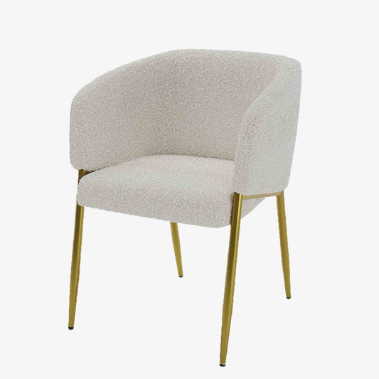 Chaise de salle à manger en tissu bouclette blanche- Potiron Paris, la satisfaction des assises design et confortable pas chères