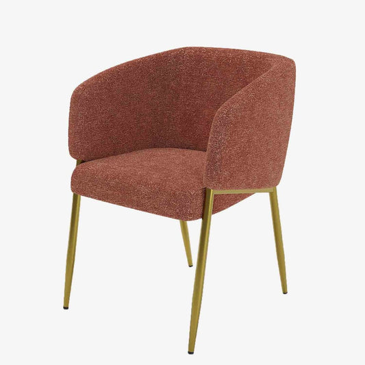 Chaise  de salle à manger avec accoudoirs bouclette couleur brique - Potiron Paris, la satisfaction des assises design et confortable pas chères