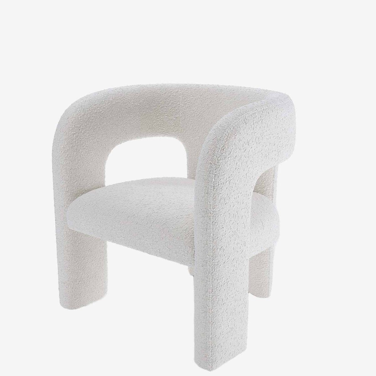 Fauteuil de salle à manger en bouclette blanche - Potiron Paris, la satisfaction des assises design et confortable pas chères