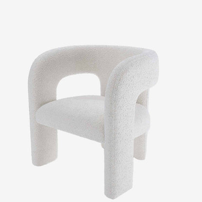 Fauteuil de salle à manger en bouclette blanche - Potiron Paris, la satisfaction des assises design et confortable pas chères