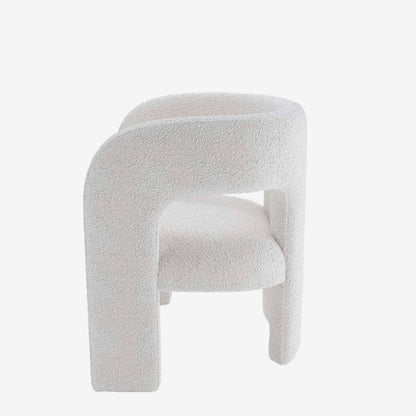 Fauteuil scandinave style vintage dossier arrondi en bouclette blanche - Potiron Paris, la satisfaction des assises design et confortable pas chères