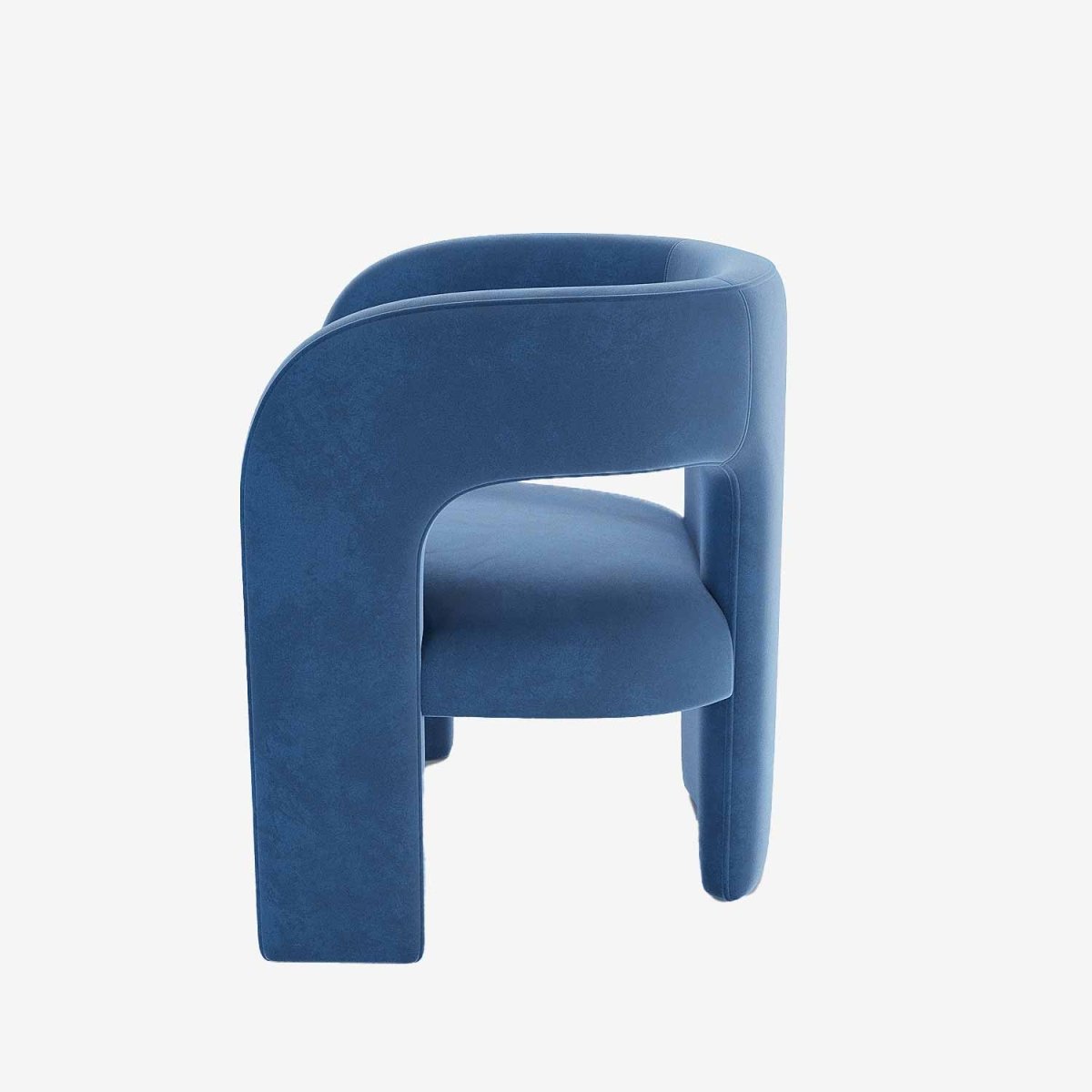 Fauteuil scandinave vintage dossier arrondi cocooning en velours bleu - Potiron Paris, la satisfaction des assises design et confortable pas chères