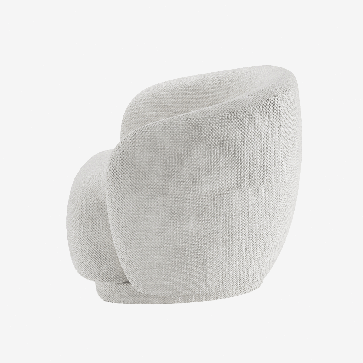 Fauteuil design demi-tonneau tissu chenille blanc Victoria Potiron Paris