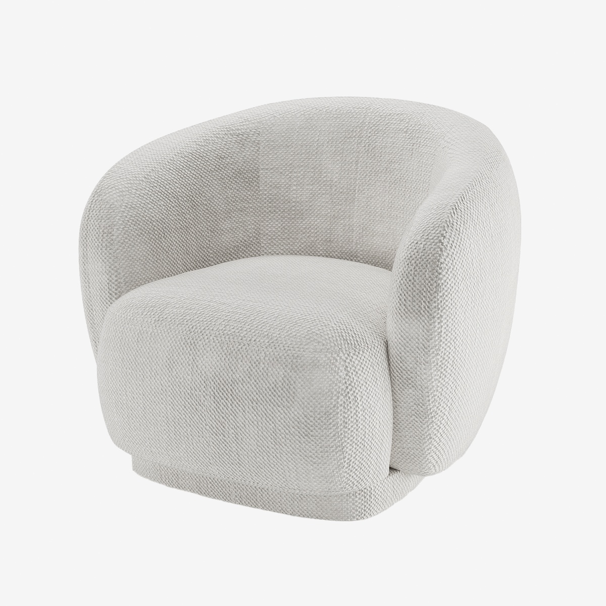 Fauteuil demi-tonneau tissu chenille blanc Victoria | Potiron Paris