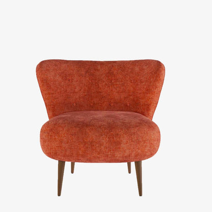 Fauteuil chambre bohème en velours oranger et bois - Potiron Paris, la satisfaciton des assises design confortables et pas chères