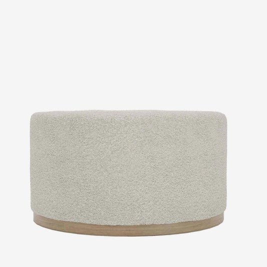 Grand pouf rond ottoman style scandinave en bouclette blanche - Potiron Paris, la déco contemporaine chic pas chère