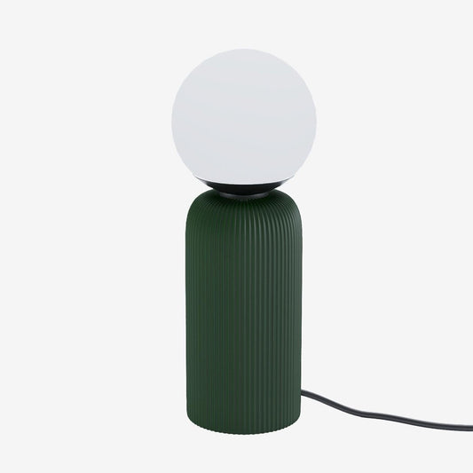 Lampe de table boule design italien en céramique striée verte et globe de verre- Potiron Paris, le luminaire design de la décoration d'intérieur chic et moderne