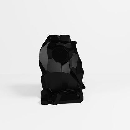 Lion décoratif Majestuous noir, statuette origami en polyrésine Potiron Paris