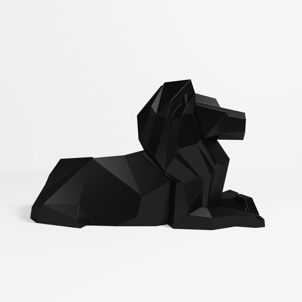 Lion décoratif Majestuous noir, statuette origami en polyrésine Potiron Paris