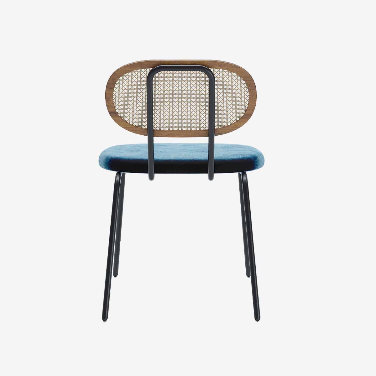 Lot de 2 chaises en rotin et velours bleu Gabrielle | paris Lot de 2 chaises en rotin et velours bleu Gabrielle | paris