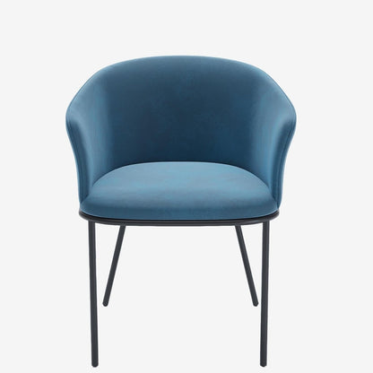 Lot de 2 fauteuils de salle à manger en velours bleu Andréa Potiron Paris