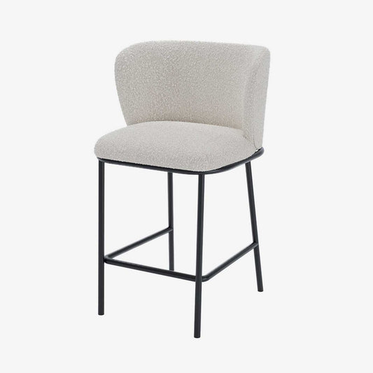 Lot de 2 tabourets de bar en tissu bouclé blanc très doux - Potiron Paris, salle a manger moderne chic