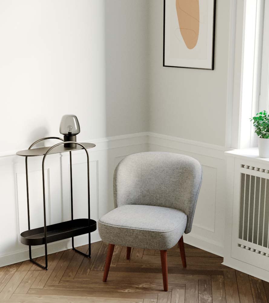 Petit fauteuil de salon en tissu gris Jane Potiron Paris