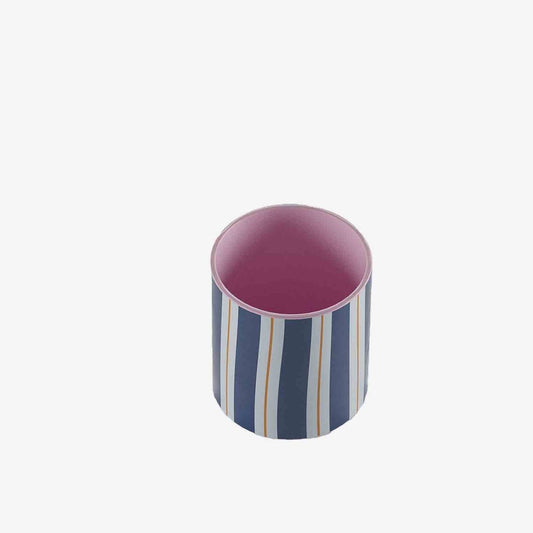 Petit vase cylindrique à rayures bleues Orlando Potiron Paris