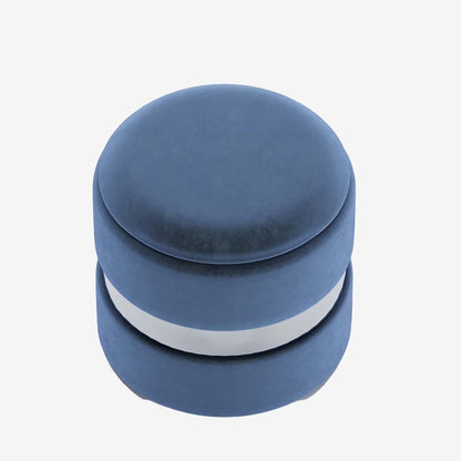 Pouf rond en velours bleu marine & métal avec rangement Capucine Potiron Paris