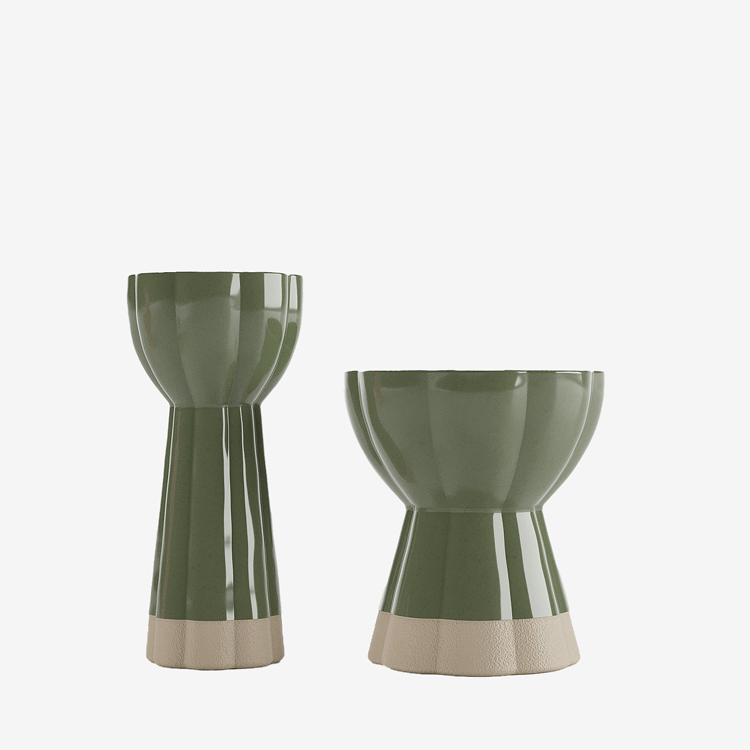 Les 2 vases soliflores en céramique apportent le charme du vase design vintage : une déco à poser dans la chambre, le salon, sur la table de la salle à manger
