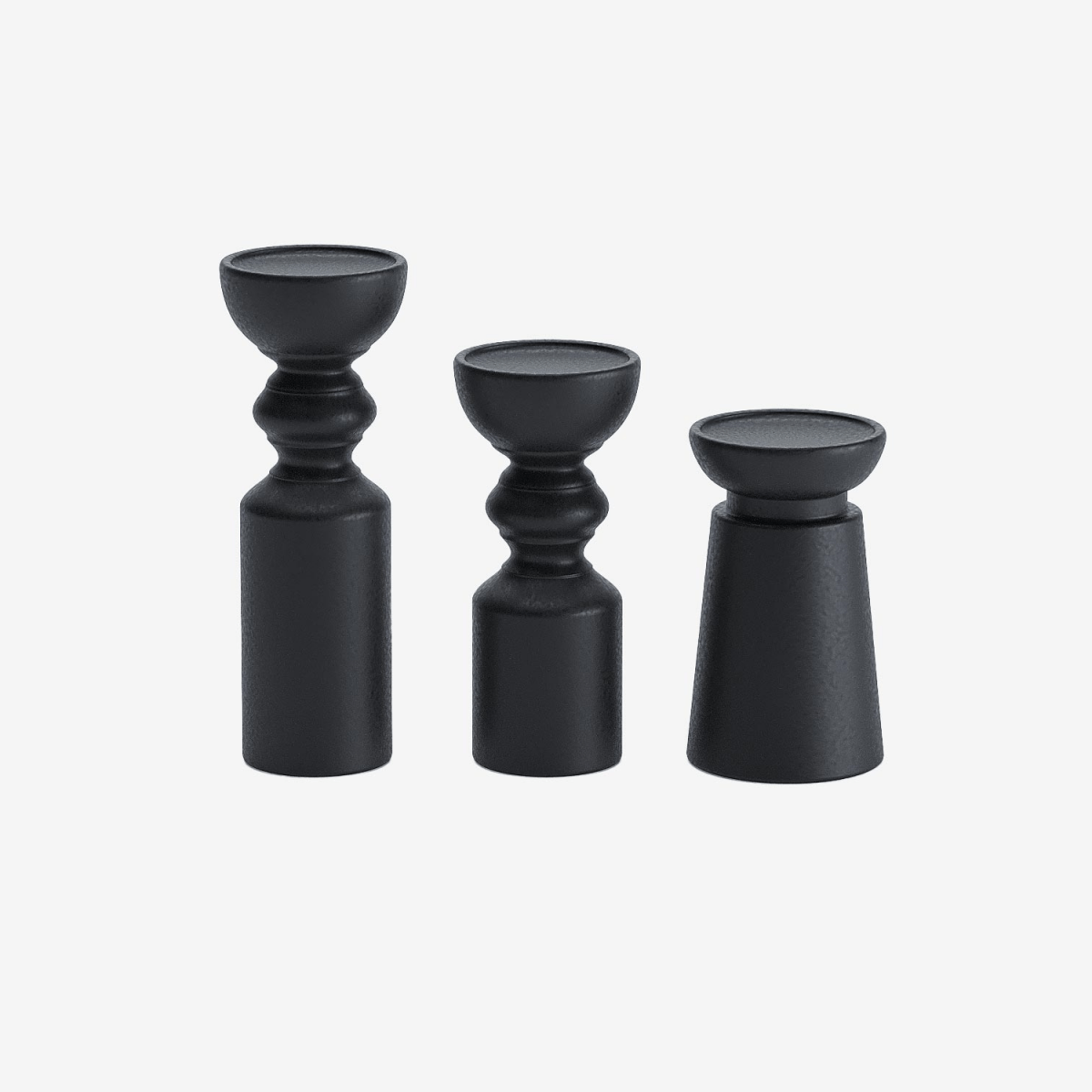 Set de 3 bougeoirs bois design, Boston coloris noir Potiron Paris