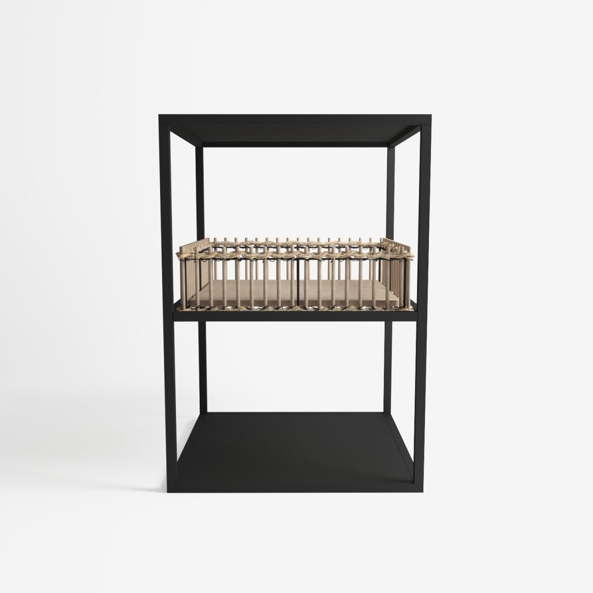 Table d’appoint noire en métal et bambou, Lazare Potiron Paris