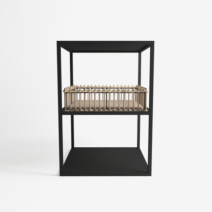 Table d’appoint noire en métal et bambou, Lazare Potiron Paris