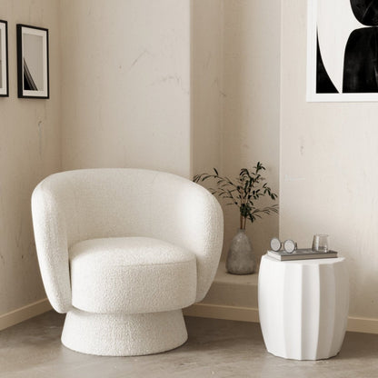 Style moderne et ambiance bien-être : Table d'appoint ronde en ciment couleur crème - Potiron Paris, décoration maison pas cher