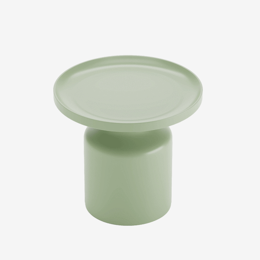 La table ronde en métal vert clair est un petit meuble de salon design qui convient aussi bien au design vintage qu'au style moderne