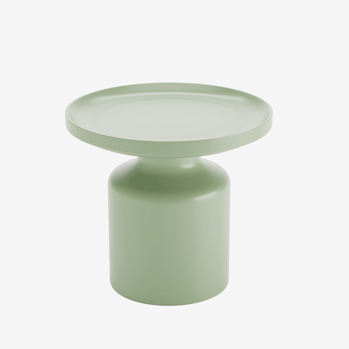 Moderne et rond, ce bout de canapé circulaire en métal vert clair s'intègre dans tous les style de décorations d'intérieurs