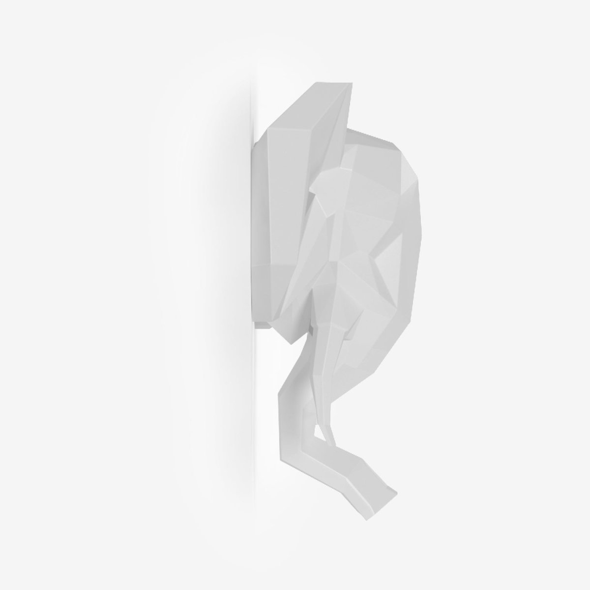 Trophée décoratif mural éléphant blanc, statuette origami en polyrésine Potiron Paris