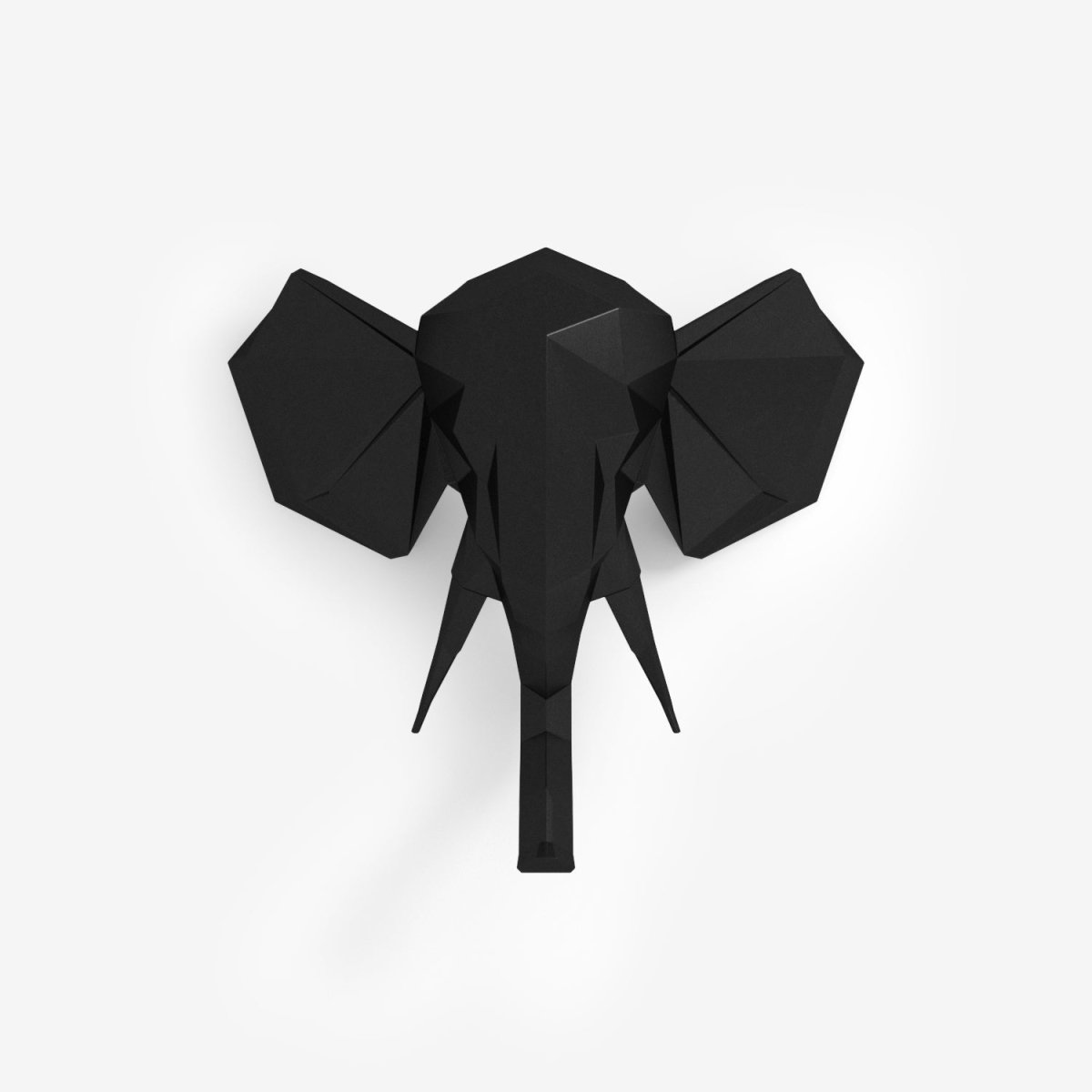Trophée décoratif mural éléphant noir, statuette origami en polyrésine Potiron Paris