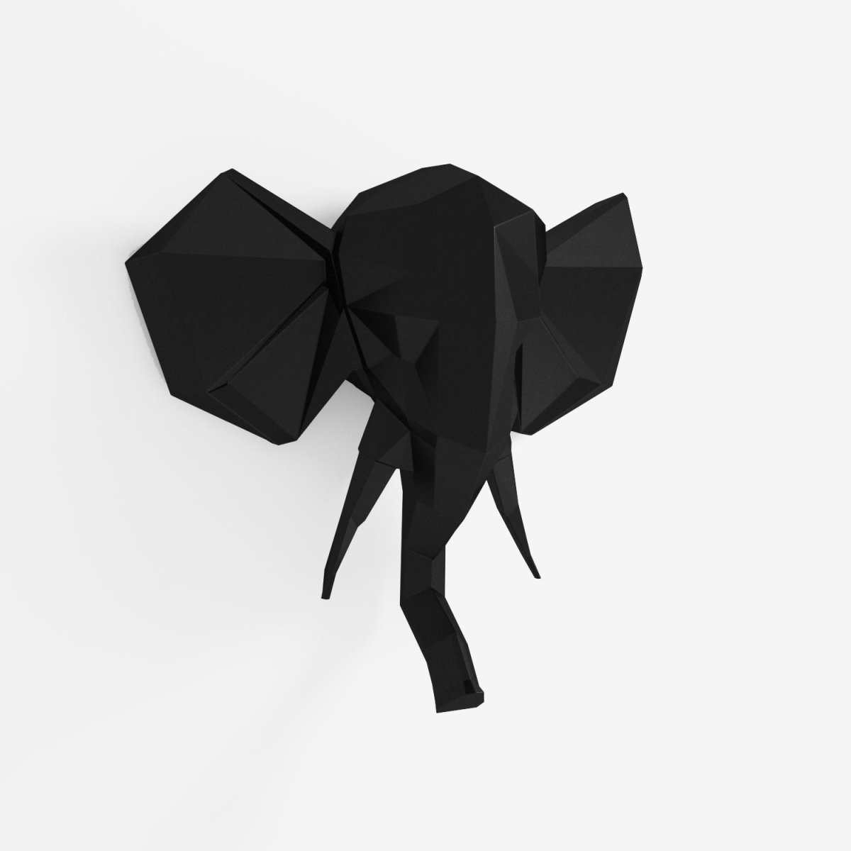 Trophée décoratif mural éléphant noir, statuette origami en polyrésine Potiron Paris