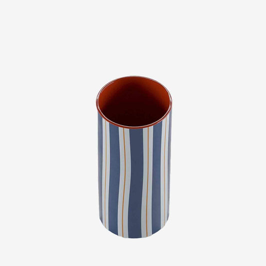 Vase tube à rayures bleues, Orlando - modèle medium Potiron Paris
