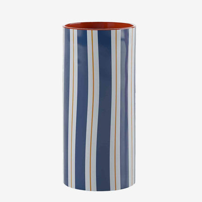 Vase cylindrique à rayures bleu, Orlando - modèle medium Potiron Paris