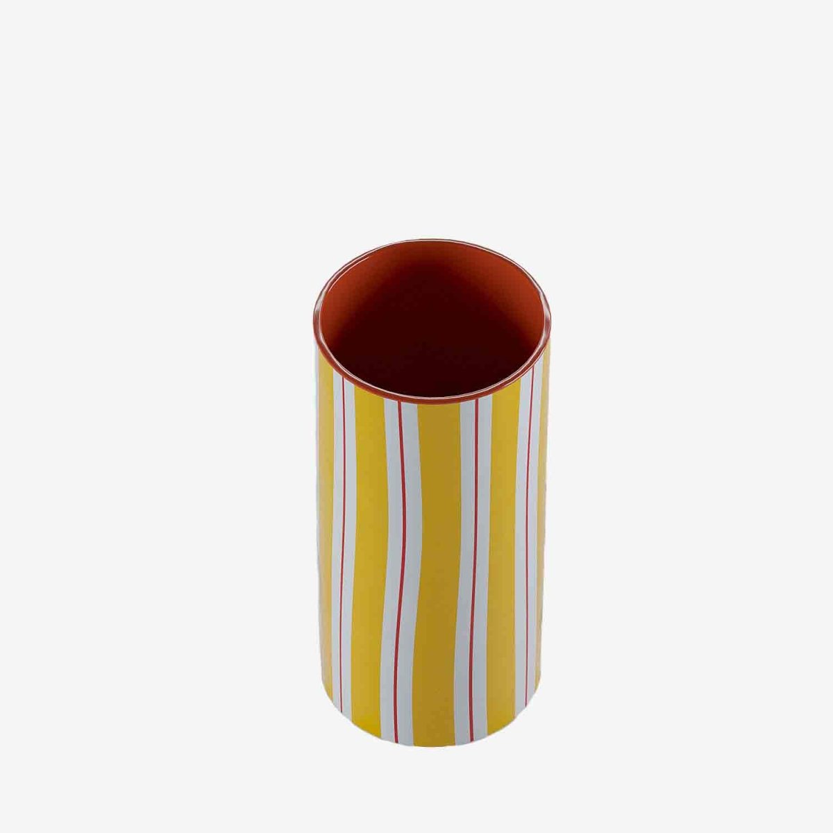 Vase cylindrique à rayures jaune, Orlando - modèle medium Potiron Paris