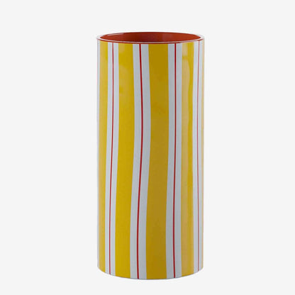Vase cylindrique à rayures jaune, Orlando - modèle medium Potiron Paris