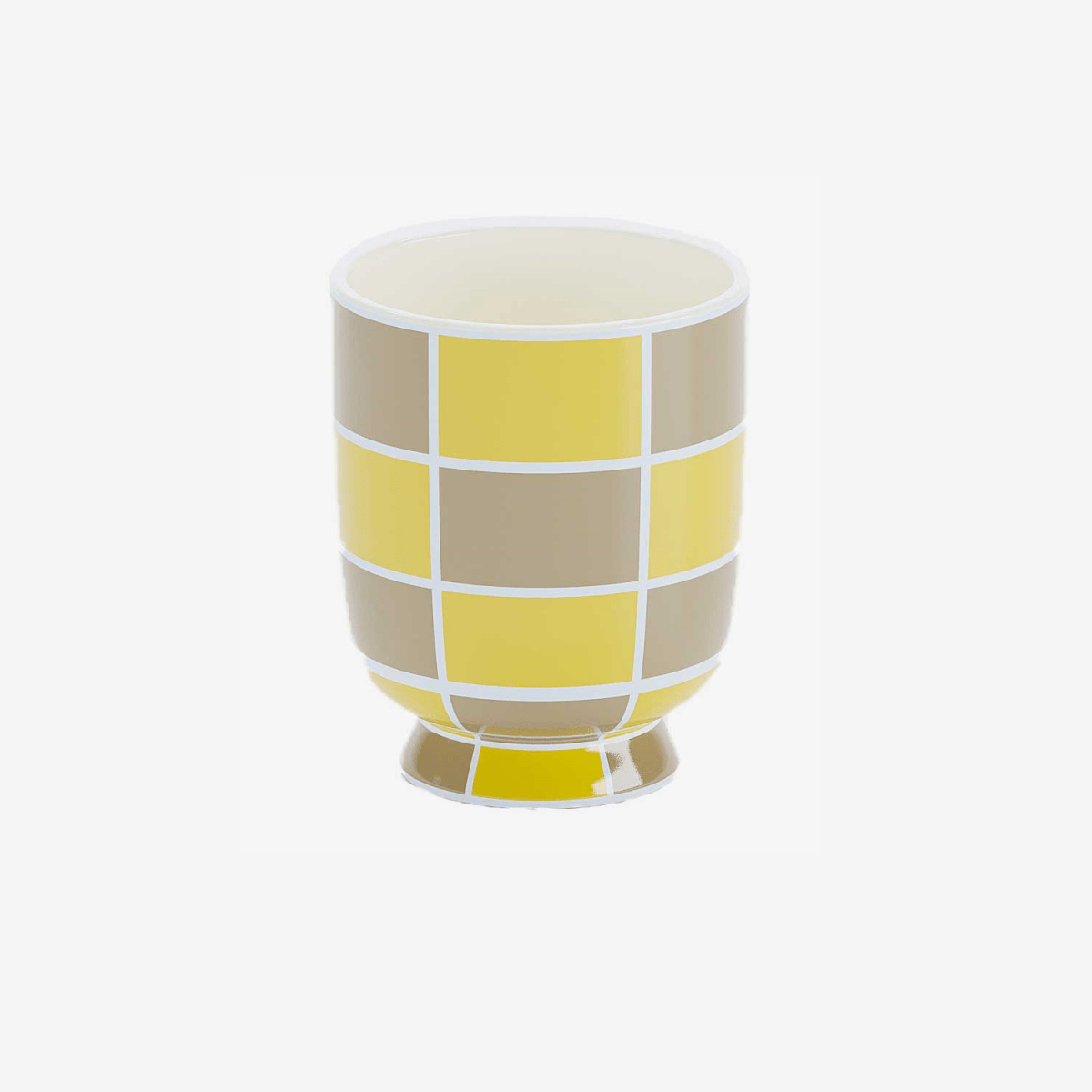 Chic et moderne, le vase design à damier jaune et gris est signé Potiron Paris