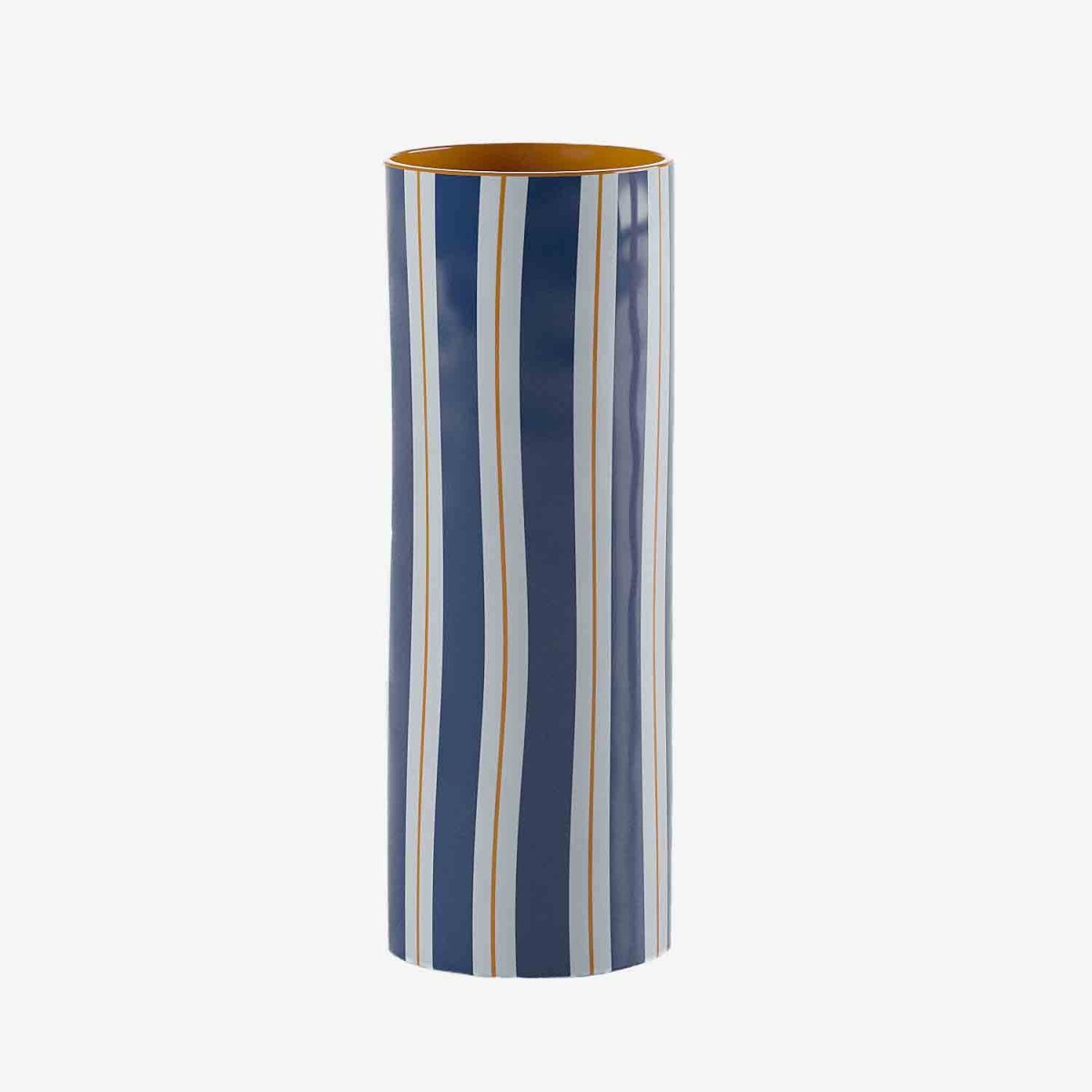 Vase tube rayé bleu, Orlando, un grand format élégant et parfait pour une déco de charme